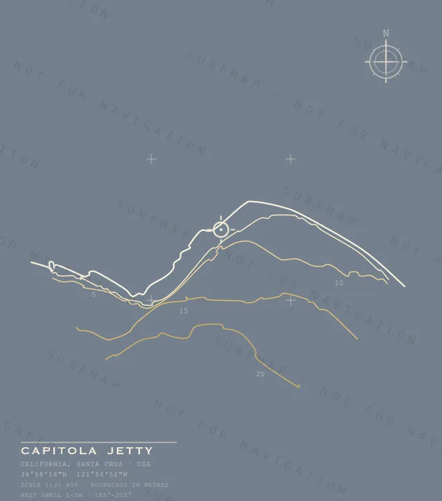 Capitola Jetty chart, the full artwork printed on the back