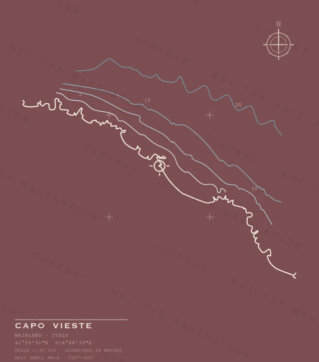 Capo Vieste chart, the full artwork printed on the back
