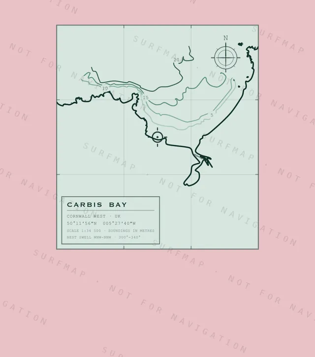 Carbis Bay chart, the full artwork printed on the back