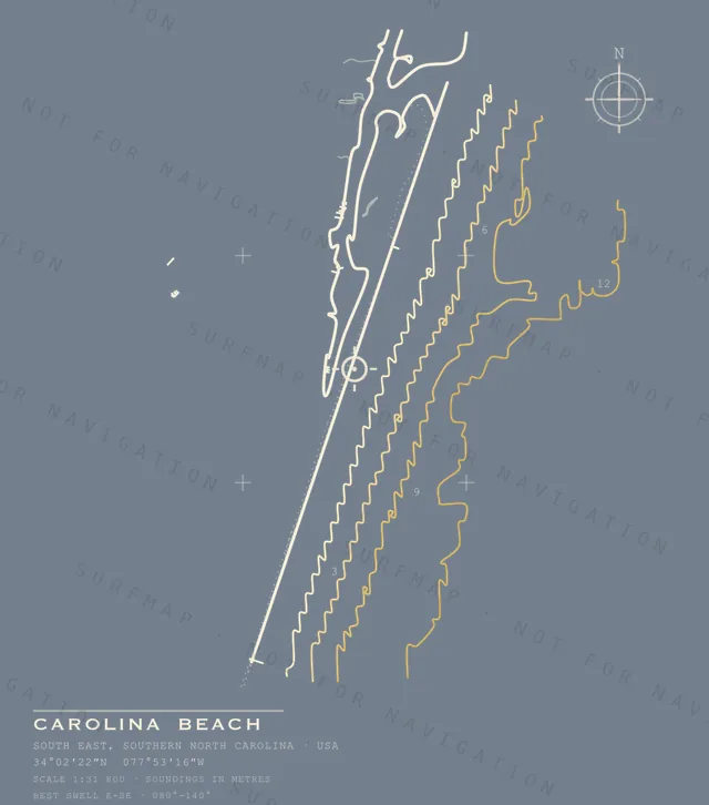 Carolina Beach chart, the full artwork printed on the back