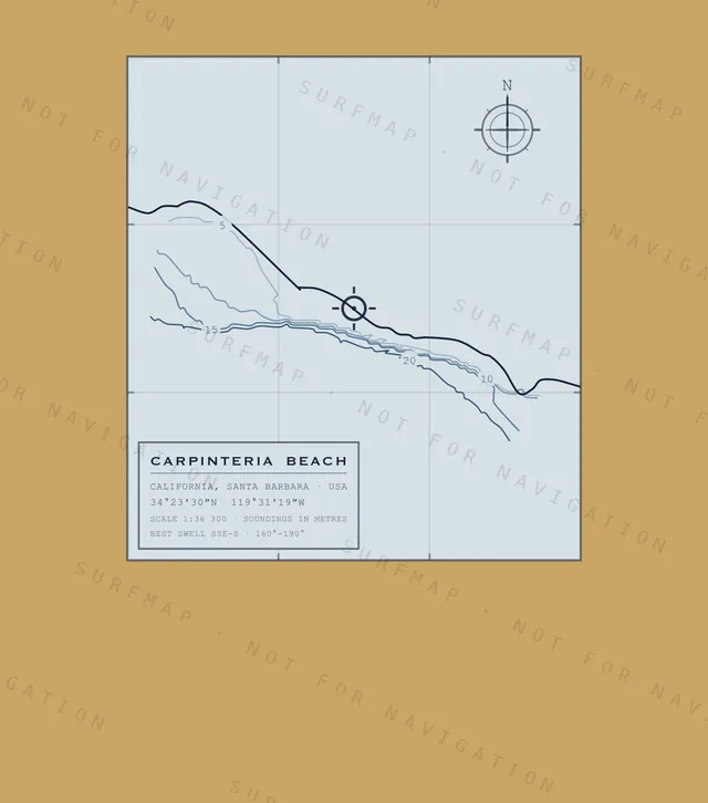 Carpinteria Beach chart, the full artwork printed on the back