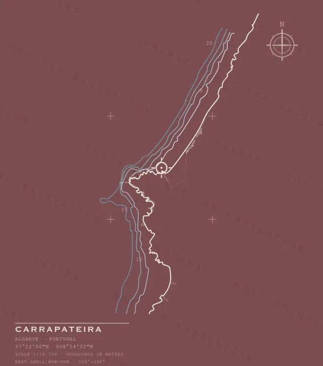 Carrapateira chart, the full artwork printed on the back