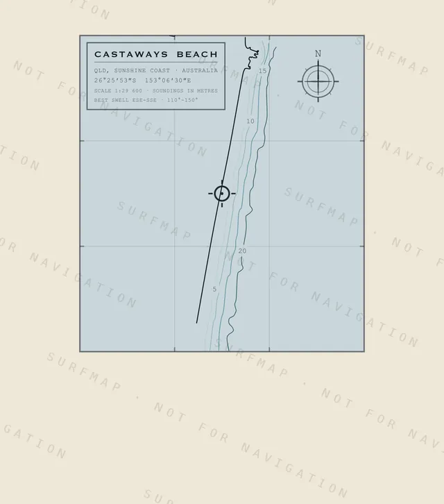 Castaways Beach chart, the full artwork printed on the back