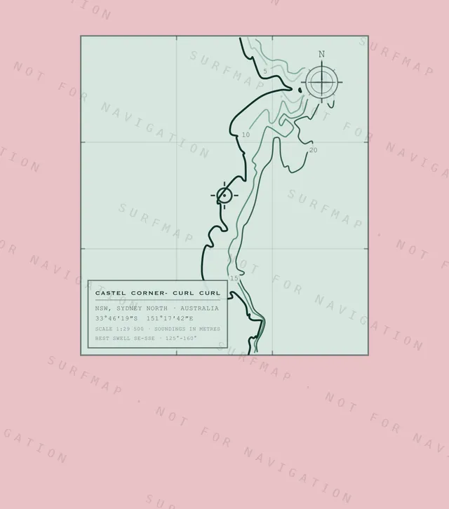 Castel Corner- Curl Curl chart, the full artwork printed on the back