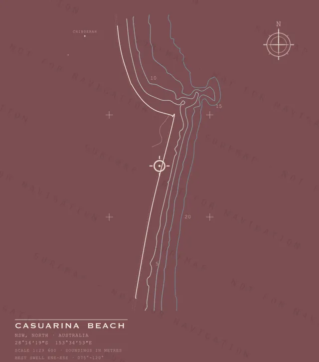 Casuarina Beach chart, the full artwork printed on the back
