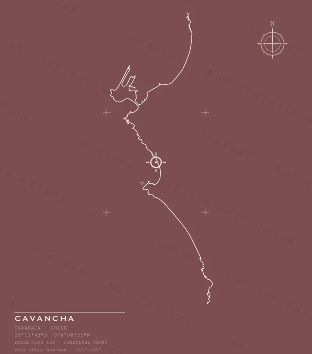 Cavancha chart, the full artwork printed on the back