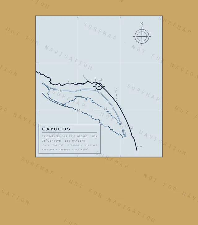 Cayucos chart, the full artwork printed on the back