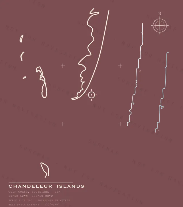 Chandeleur Islands chart, the full artwork printed on the back