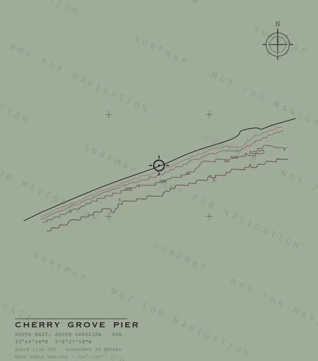 Cherry Grove Pier chart, the full artwork printed on the back