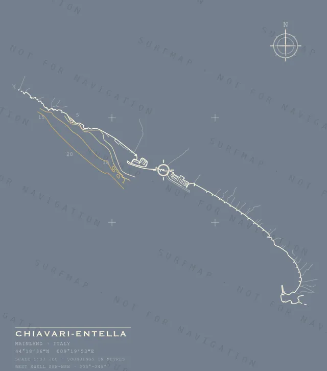 Chiavari-Entella chart, the full artwork printed on the back