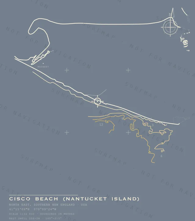 Cisco Beach (Nantucket Island) chart, the full artwork printed on the back