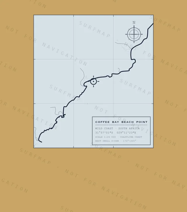 Coffee Bay Beach Point chart, the full artwork printed on the back