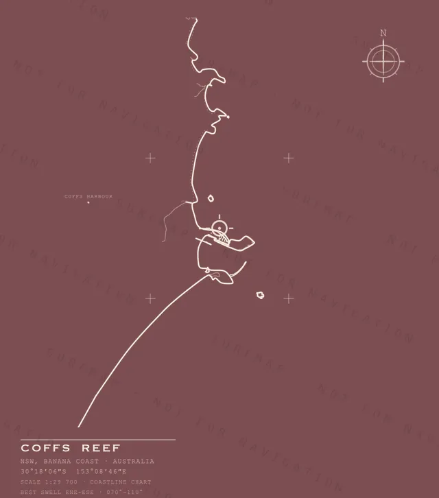Coffs Reef chart, the full artwork printed on the back
