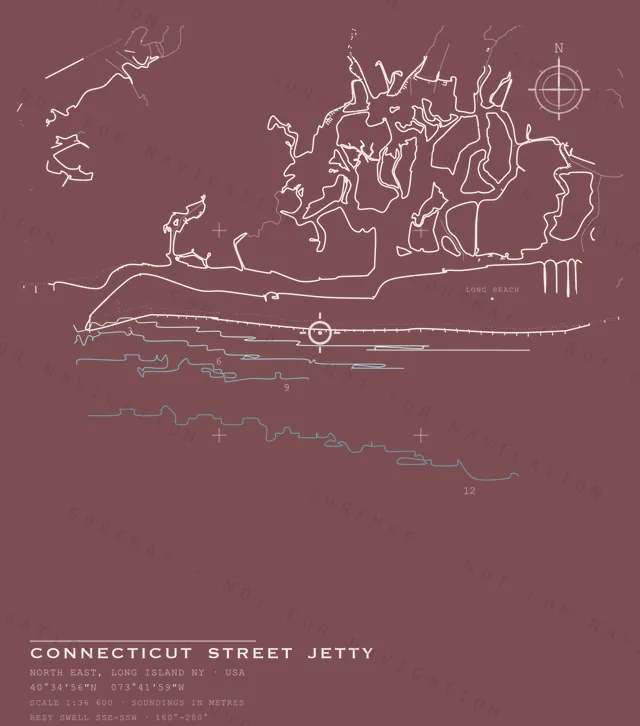 Connecticut Street Jetty chart, the full artwork printed on the back