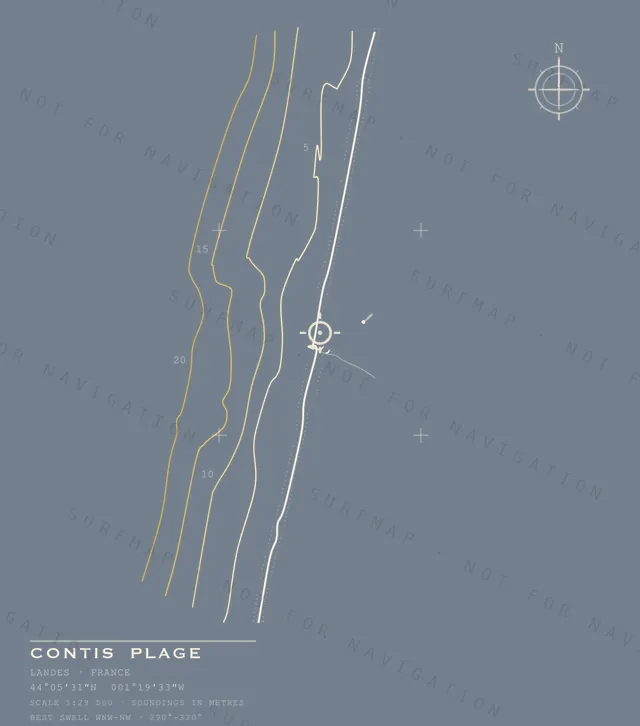 Contis Plage chart, the full artwork printed on the back