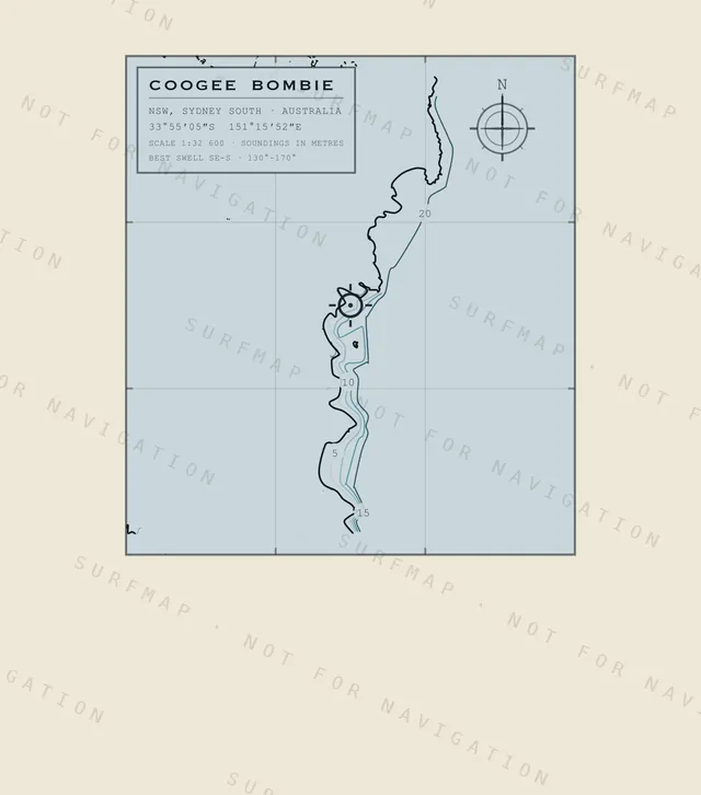 Coogee Bombie chart, the full artwork printed on the back