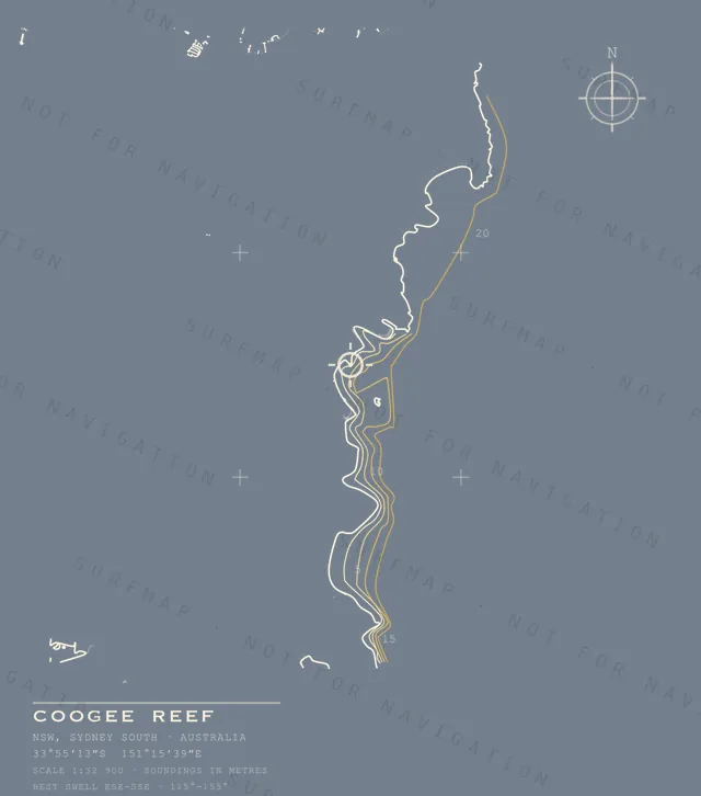 Coogee Reef chart, the full artwork printed on the back