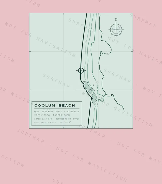 Coolum Beach chart, the full artwork printed on the back