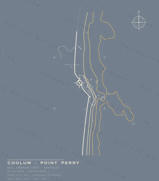 Coolum - Point Perry chart, the full artwork printed on the back