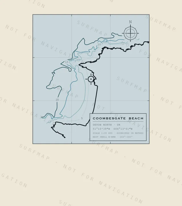 Coombesgate Beach chart, the full artwork printed on the back