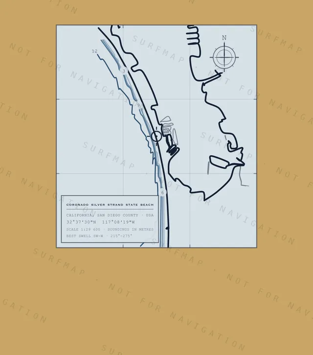 Coronado Silver Strand State Beach chart, the full artwork printed on the back