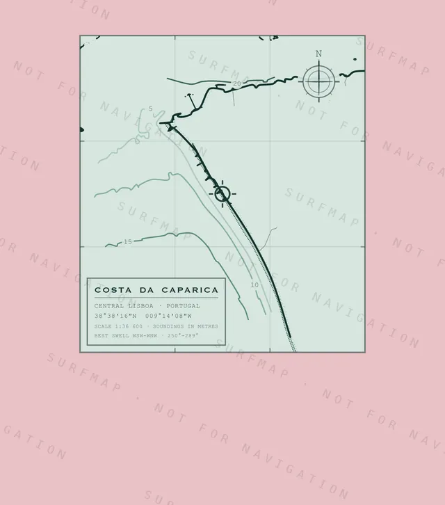 Costa da Caparica chart, the full artwork printed on the back