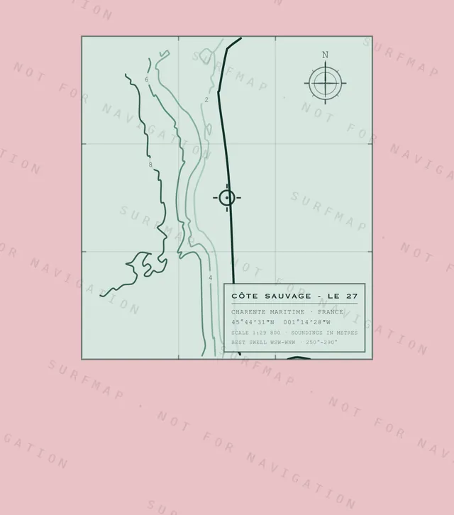Côte Sauvage - Le 27 chart, the full artwork printed on the back