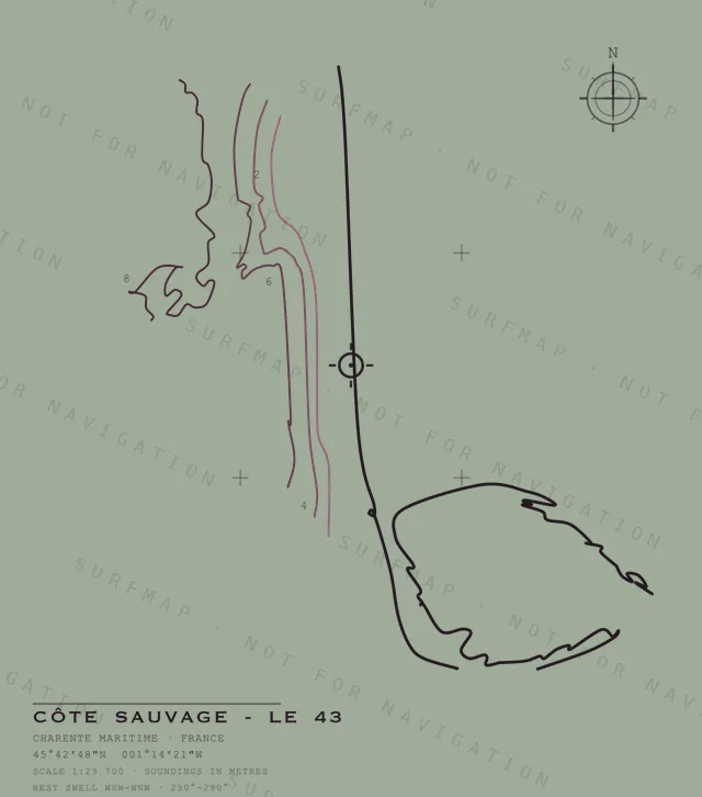 Côte Sauvage - Le 43 chart, the full artwork printed on the back