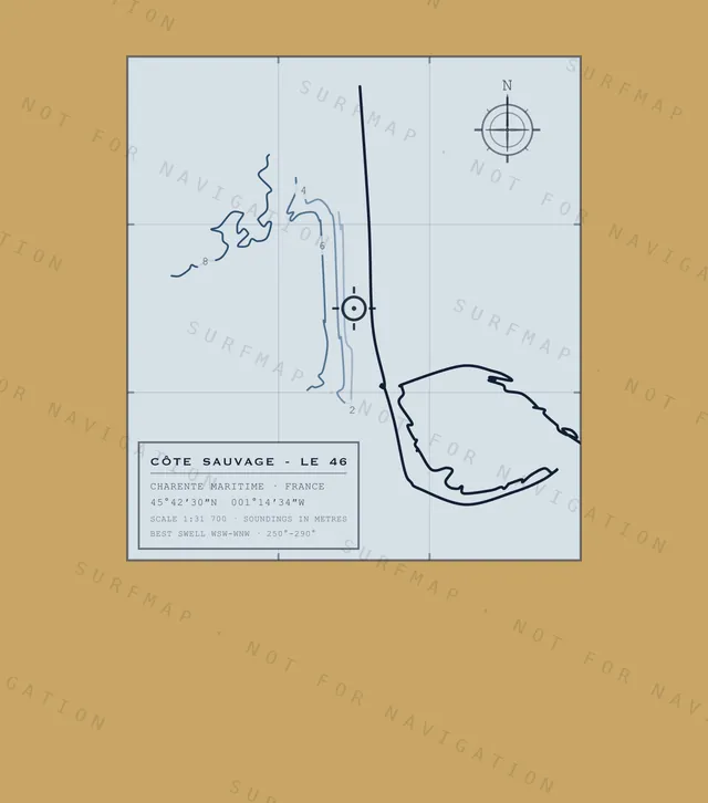 Côte Sauvage - Le 46 chart, the full artwork printed on the back