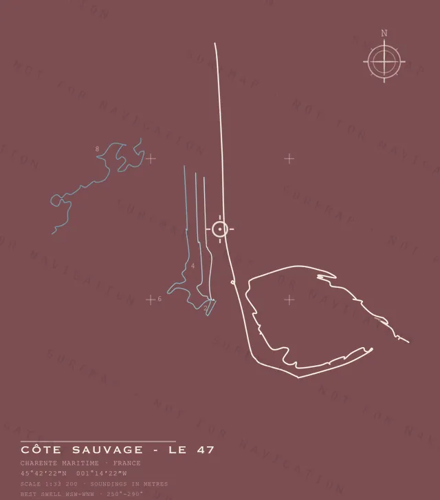 Côte Sauvage - Le 47 chart, the full artwork printed on the back