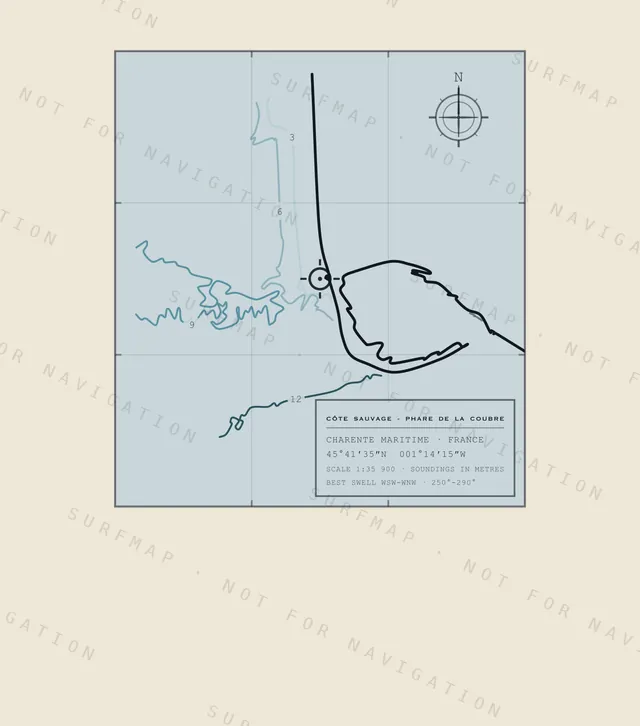 Côte Sauvage - Phare de la Coubre chart, the full artwork printed on the back