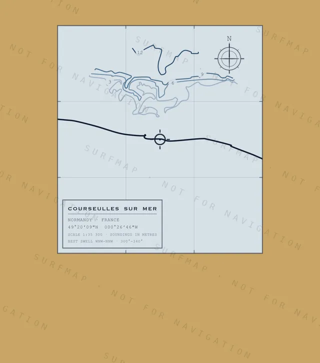 Courseulles sur Mer chart, the full artwork printed on the back