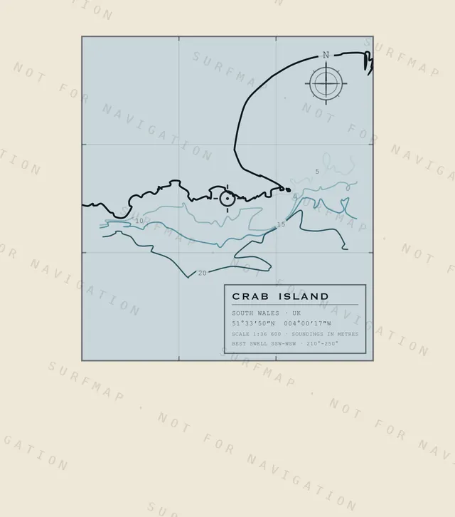 Crab Island chart, the full artwork printed on the back