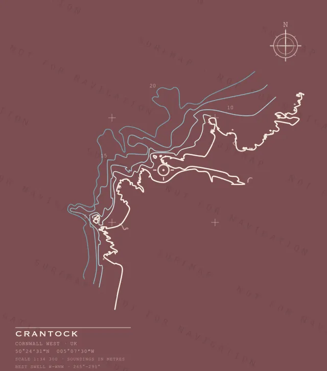 Crantock chart, the full artwork printed on the back