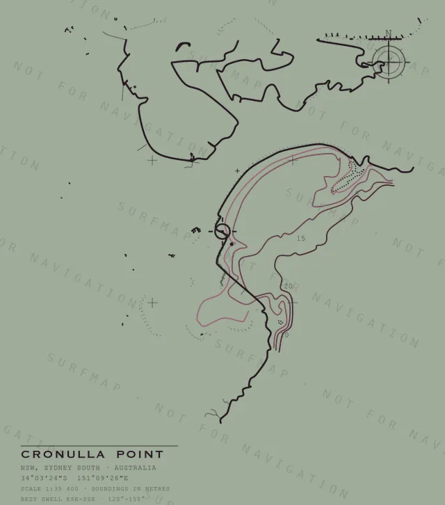 Cronulla Point chart, the full artwork printed on the back