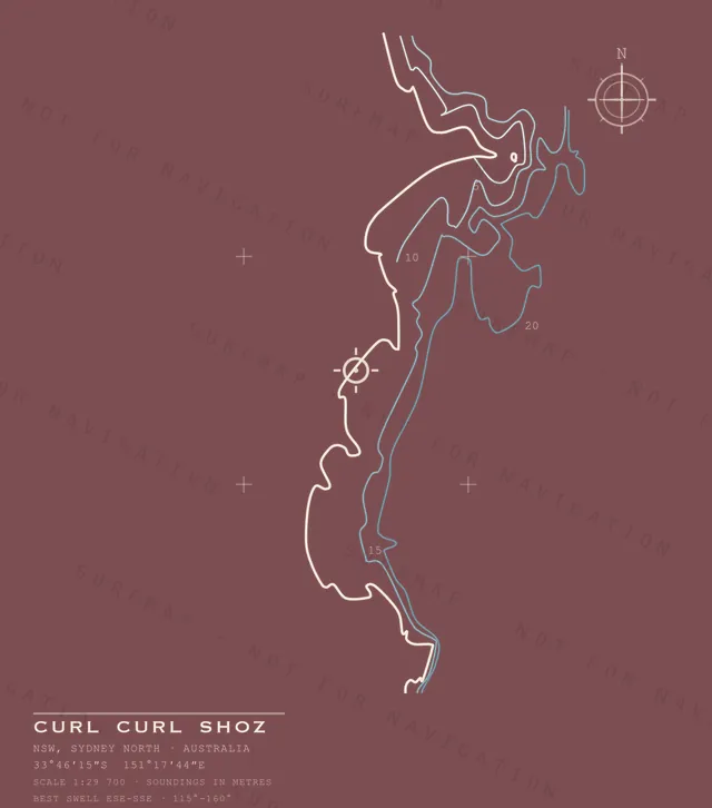 Curl Curl Shoz chart, the full artwork printed on the back