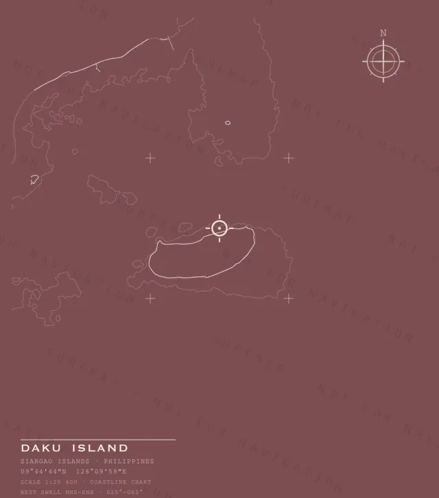Daku Island chart, the full artwork printed on the back