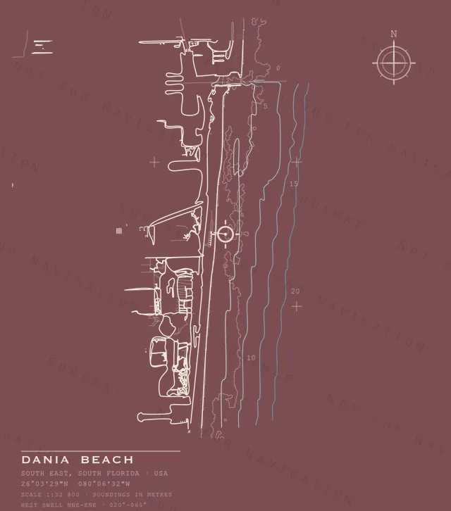 Dania Beach chart, the full artwork printed on the back