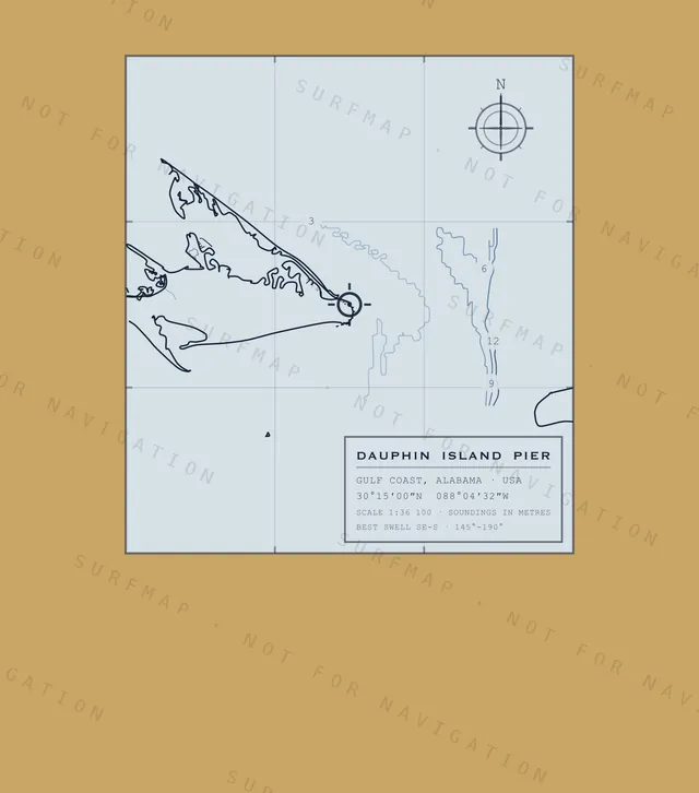 Dauphin Island Pier chart, the full artwork printed on the back