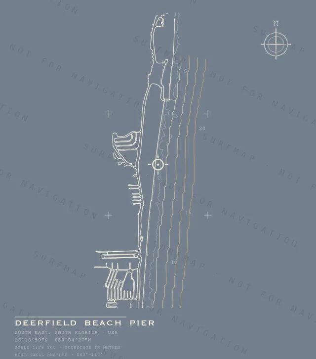 Deerfield Beach Pier chart, the full artwork printed on the back