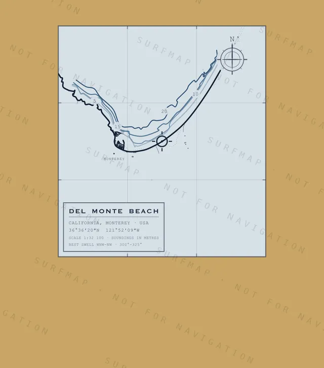 Del Monte Beach chart, the full artwork printed on the back