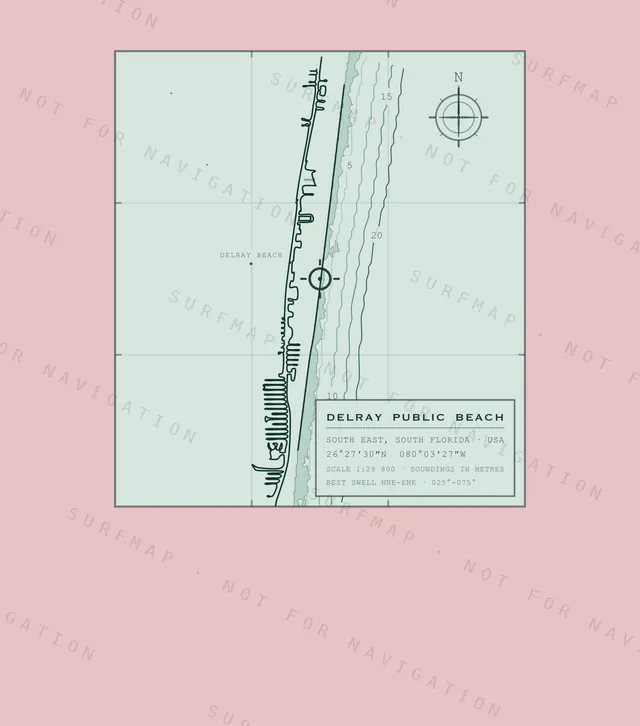 Delray Public Beach chart, the full artwork printed on the back