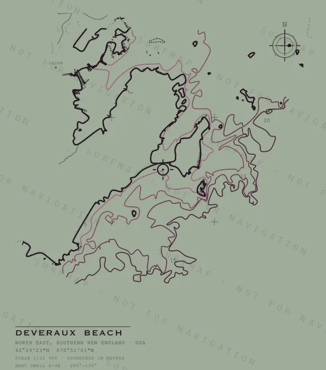 Deveraux Beach chart, the full artwork printed on the back