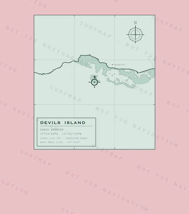 Devils Island chart, the full artwork printed on the back