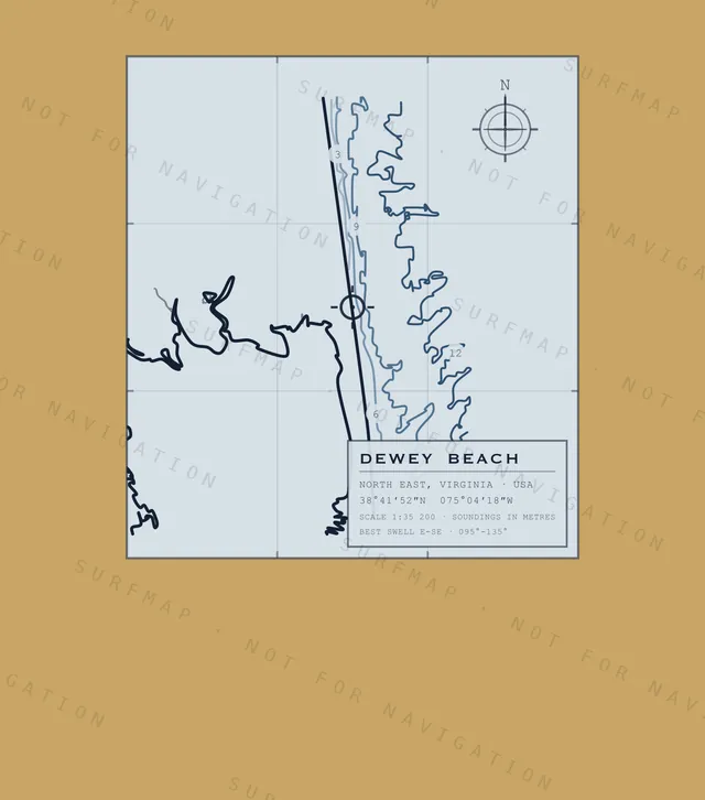 Dewey Beach chart, the full artwork printed on the back