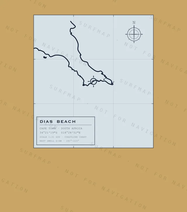 Dias Beach chart, the full artwork printed on the back