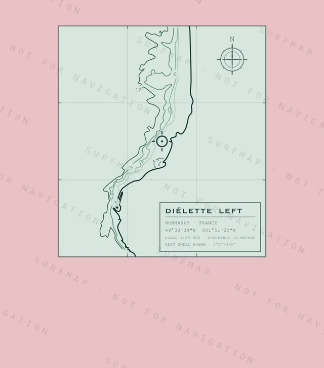 Diélette Left chart, the full artwork printed on the back