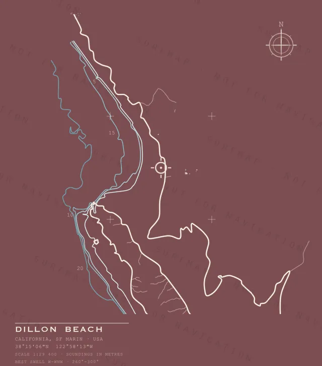 Dillon Beach chart, the full artwork printed on the back