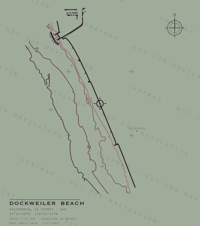 Dockweiler Beach chart, the full artwork printed on the back