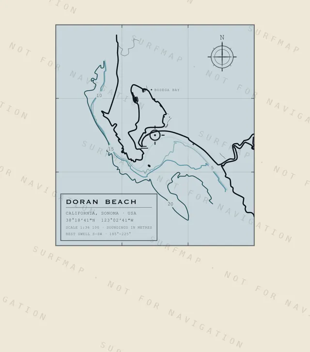 Doran Beach chart, the full artwork printed on the back